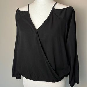 Bershka V Neck Cold Shoulder Wrap Top